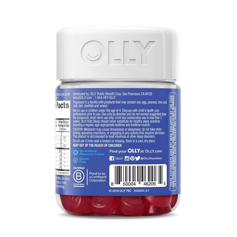 slide 4 of 5, OLLY Kids' Sleep Gummies with .5mg Melatonin - Raspberry - 50ct, .5mg, 50 ct