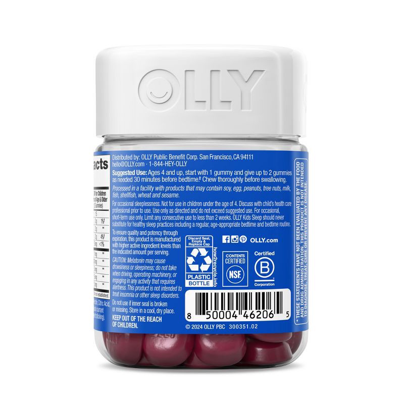 slide 8 of 10, OLLY Kids' Sleep Gummies with .5mg Melatonin - Raspberry - 50ct, .5mg, 50 ct