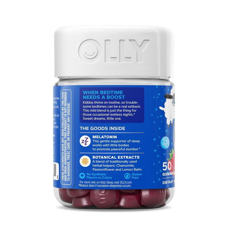 slide 9 of 10, OLLY Kids' Sleep Gummies with .5mg Melatonin - Raspberry - 50ct, .5mg, 50 ct