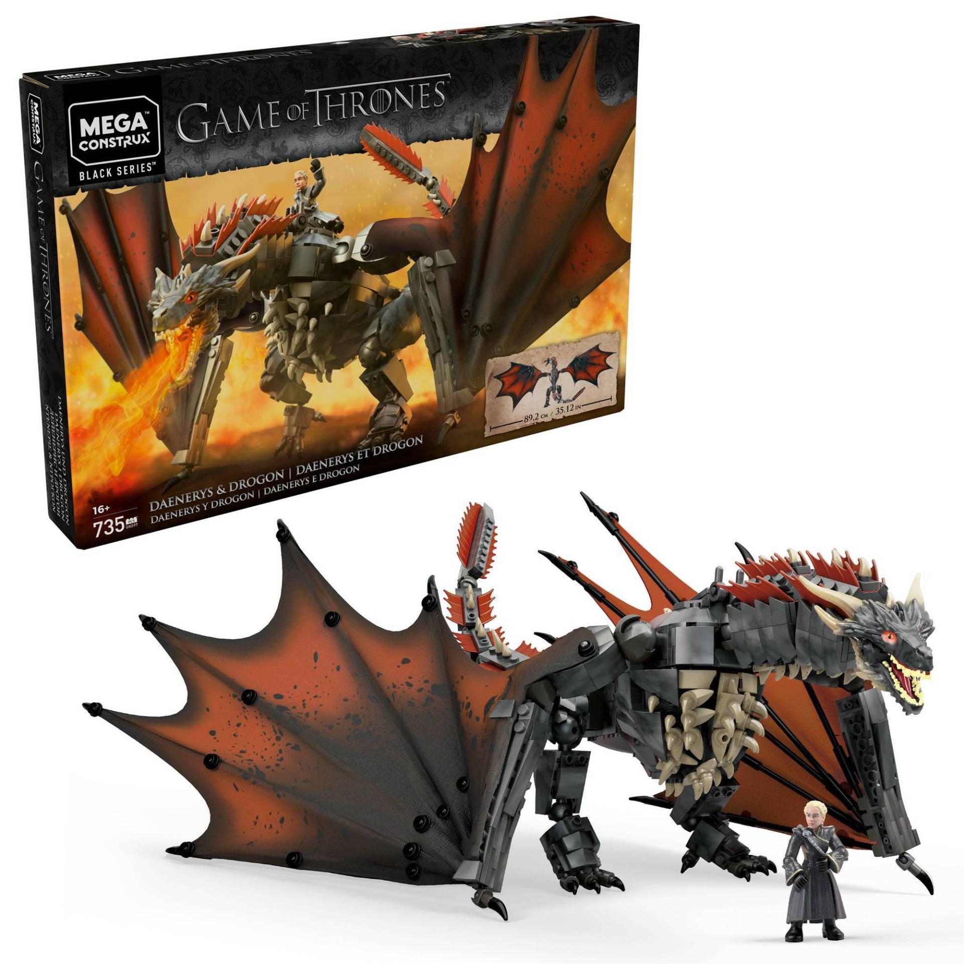 slide 1 of 1, Mega Construx Game of Thrones Daenery's & Drogon, 1 ct