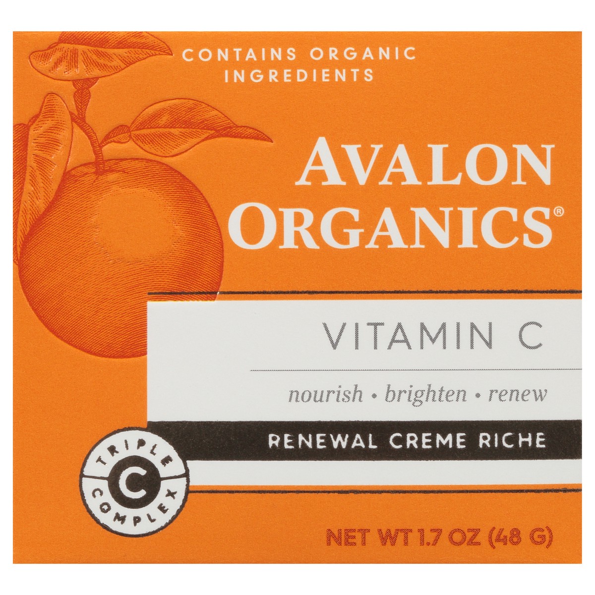 slide 1 of 7, Avalon Organics Renewal Creme Riche, Vitamin C, 1.7 oz