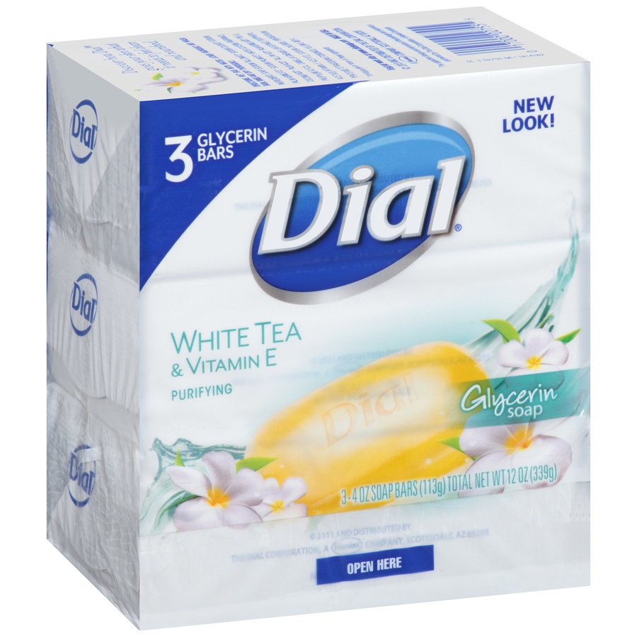 slide 4 of 7, Dial White Tea & Vitamin E Glycerin Soap, 3 ct