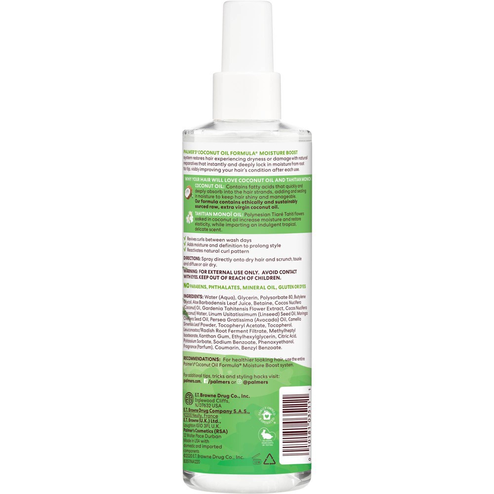 slide 2 of 7, Palmers Palmer's Coconut Oil Formula Moisture Boost Curl Refresher Spray, 8.5 fl oz