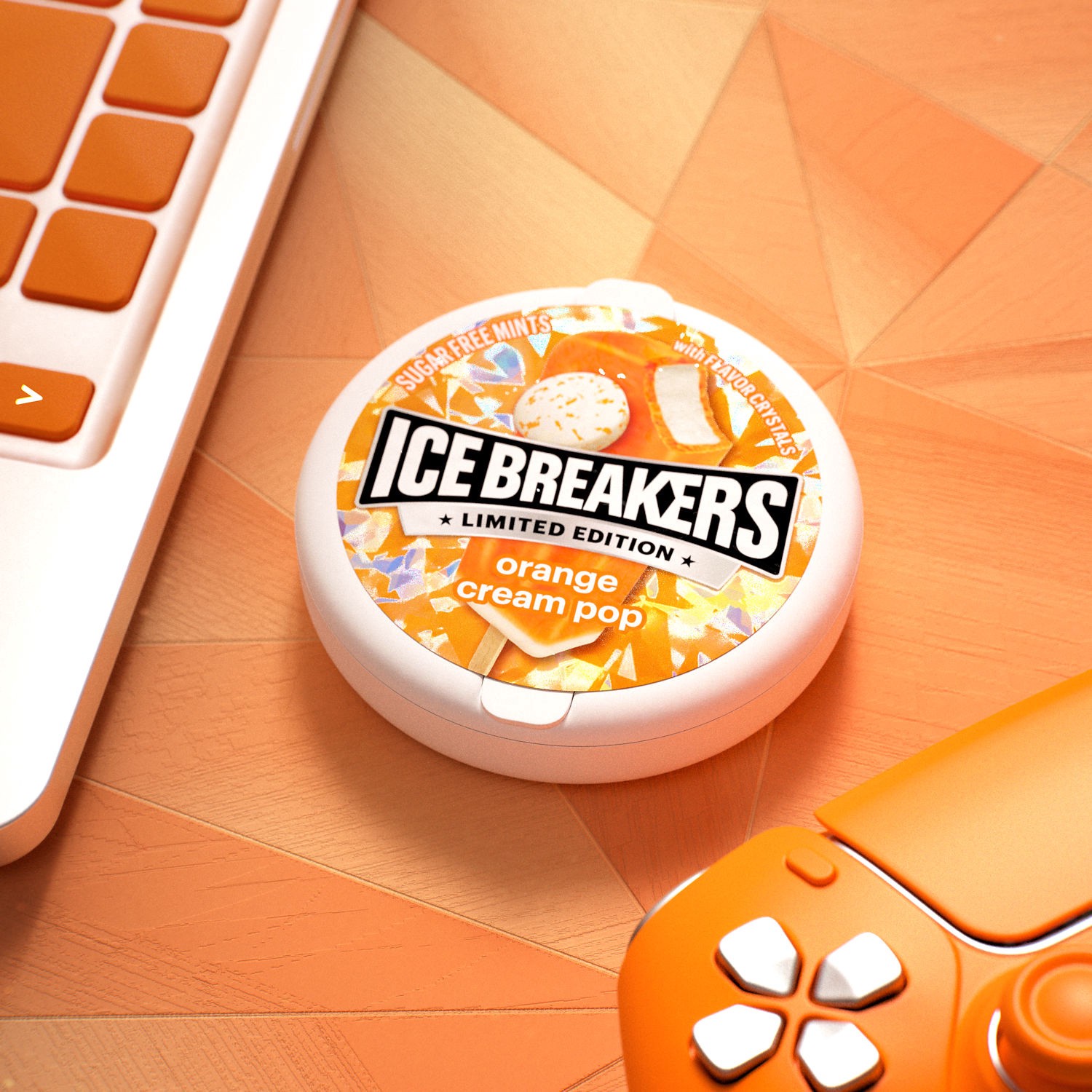 slide 6 of 8, Ice Breakers Orange Cream Pop Sugar Free Mints Tin, 1.5 oz, 1.5 oz