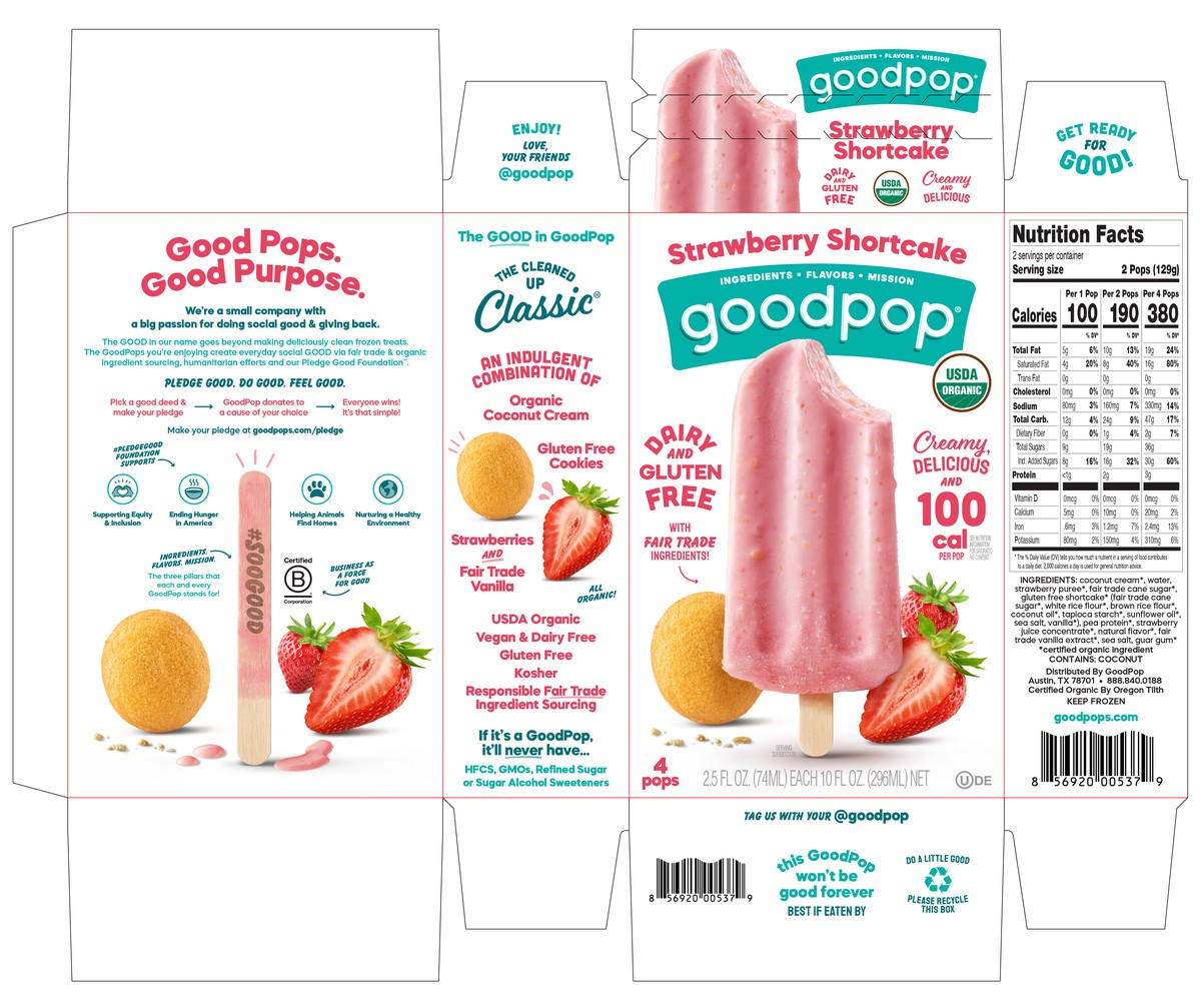 slide 6 of 7, GoodPop Strawberry Shortcake Organic, Dairy-Free Frozen Fruit Bars, 4 Ct, 4 ct