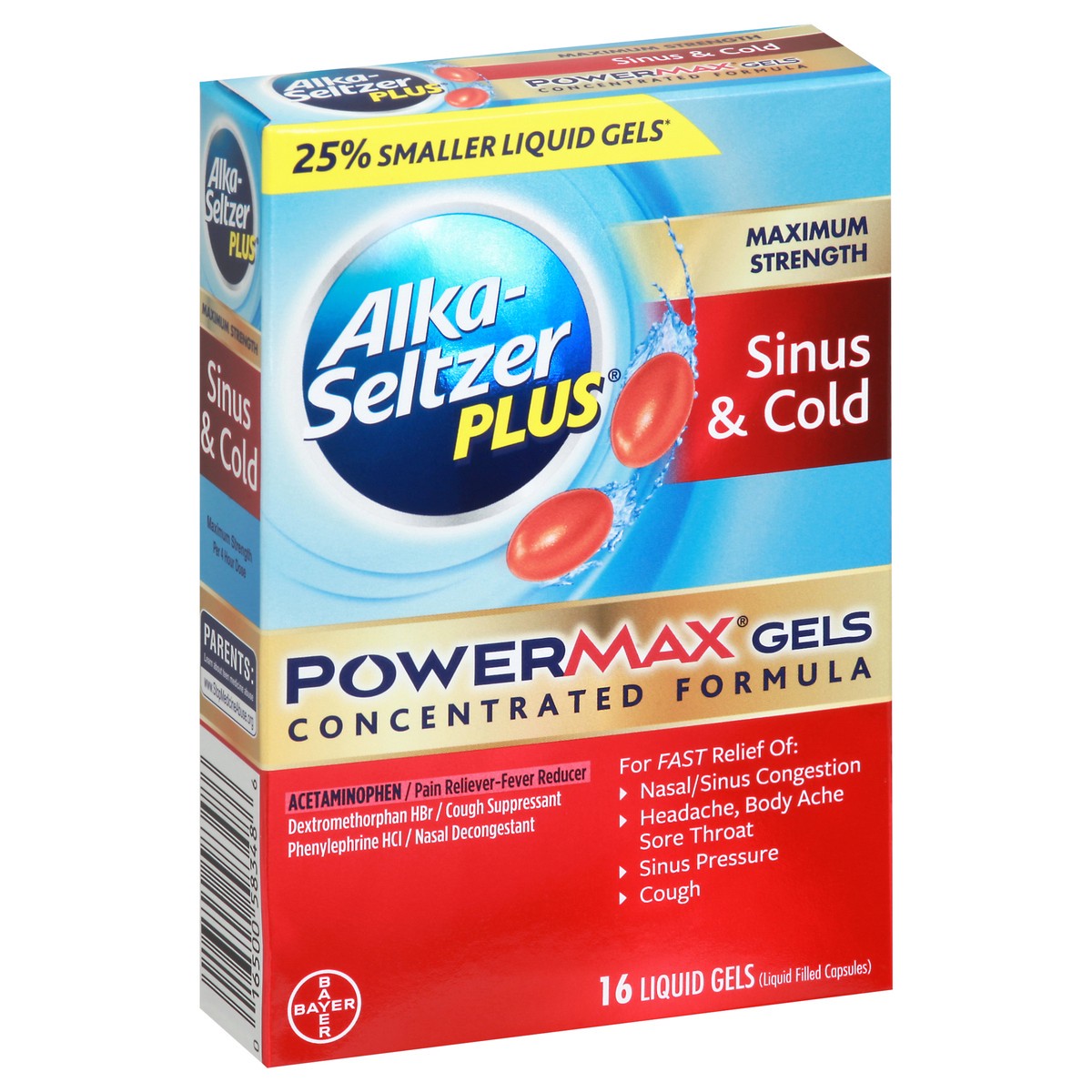 slide 3 of 9, Alka-Seltzer Powermax Sinus Cold Cough, 16 ct