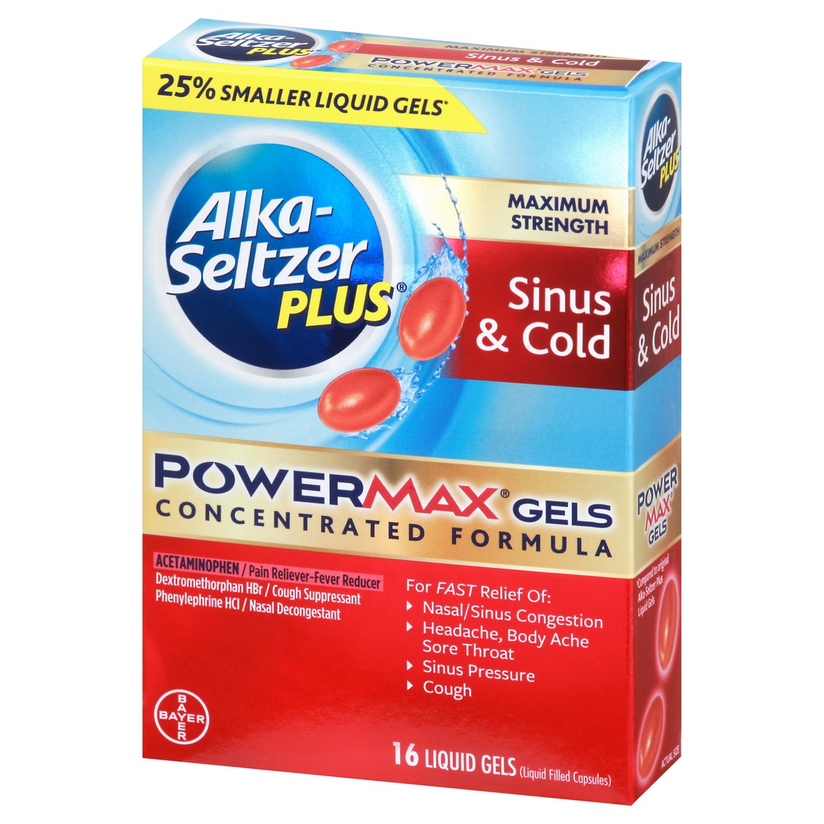 slide 4 of 9, Alka-Seltzer Powermax Sinus Cold Cough, 16 ct