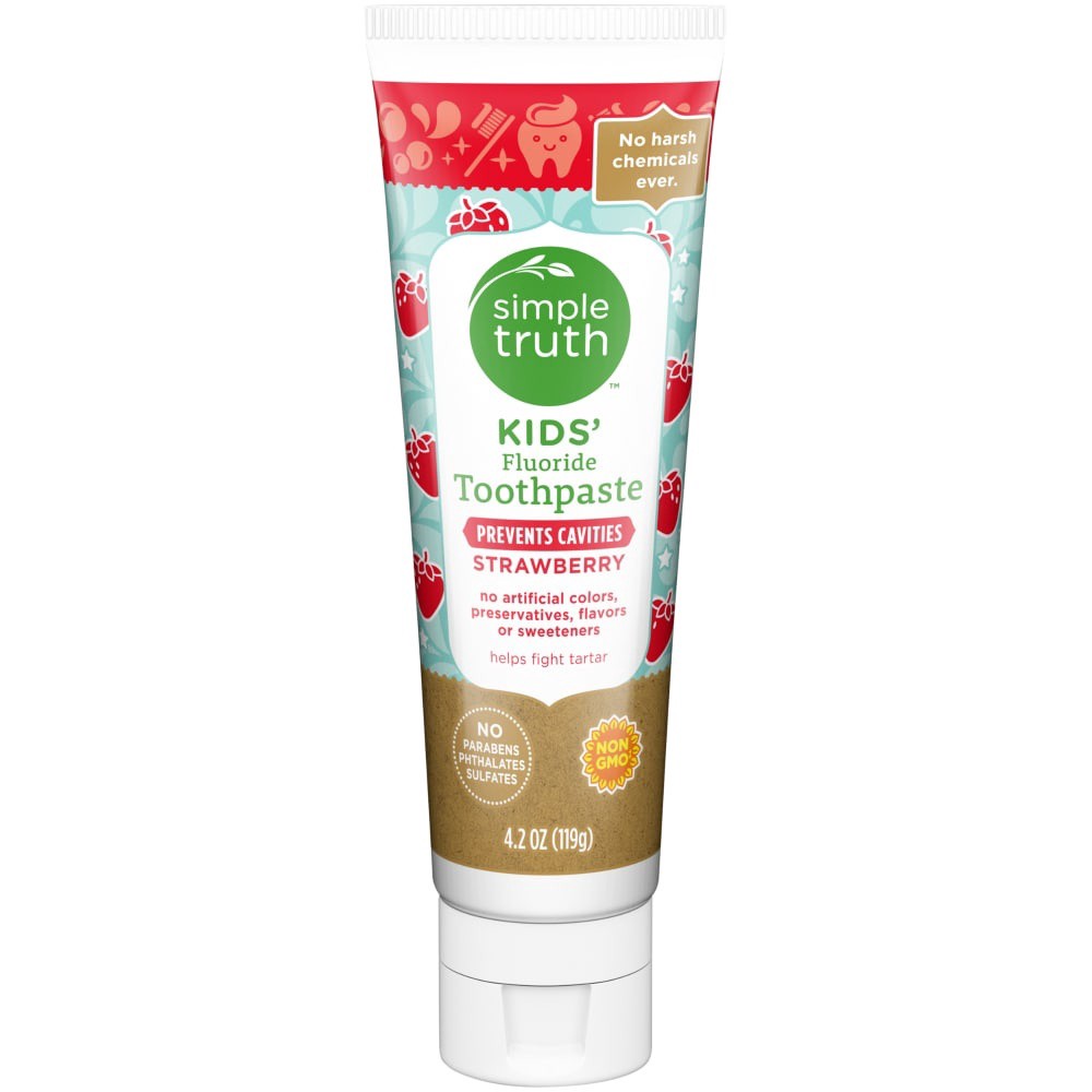 slide 2 of 3, Simple Truth Kids' Strawberry Fluoride Toothpaste, 4.2 oz