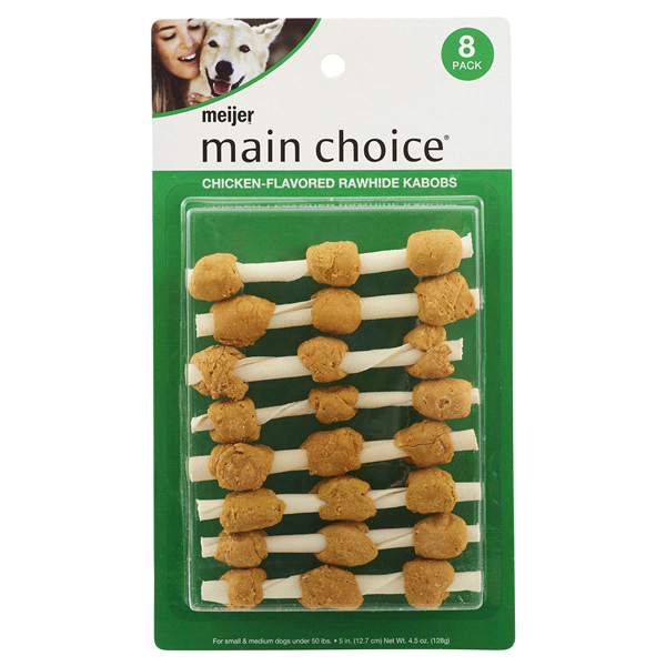 slide 1 of 2, Meijer Main Choice Dog Treats, Chicken Flavor Kabobs, 8 ct