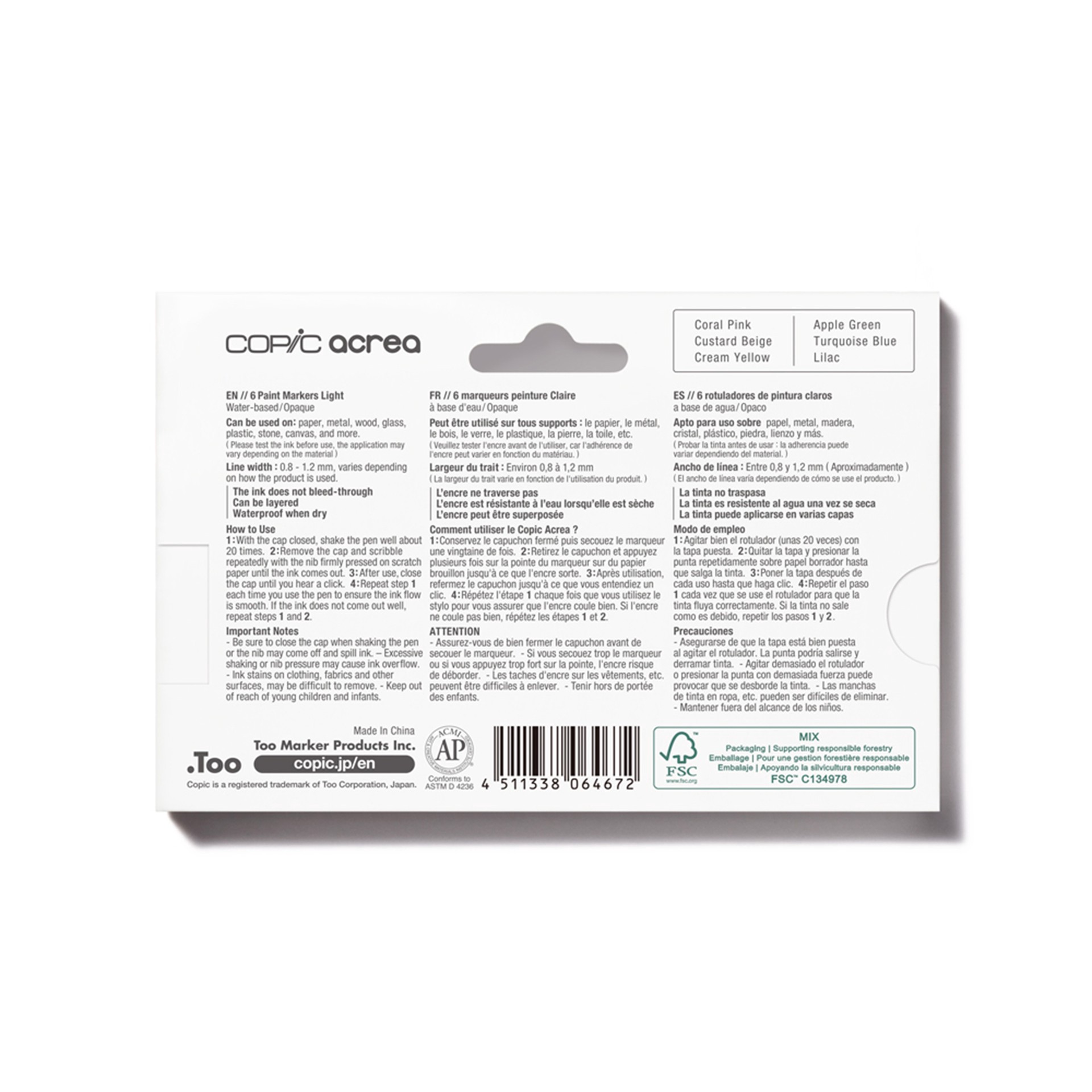 slide 4 of 5, Copic Acrea Light Marker Set, 0.8 mm