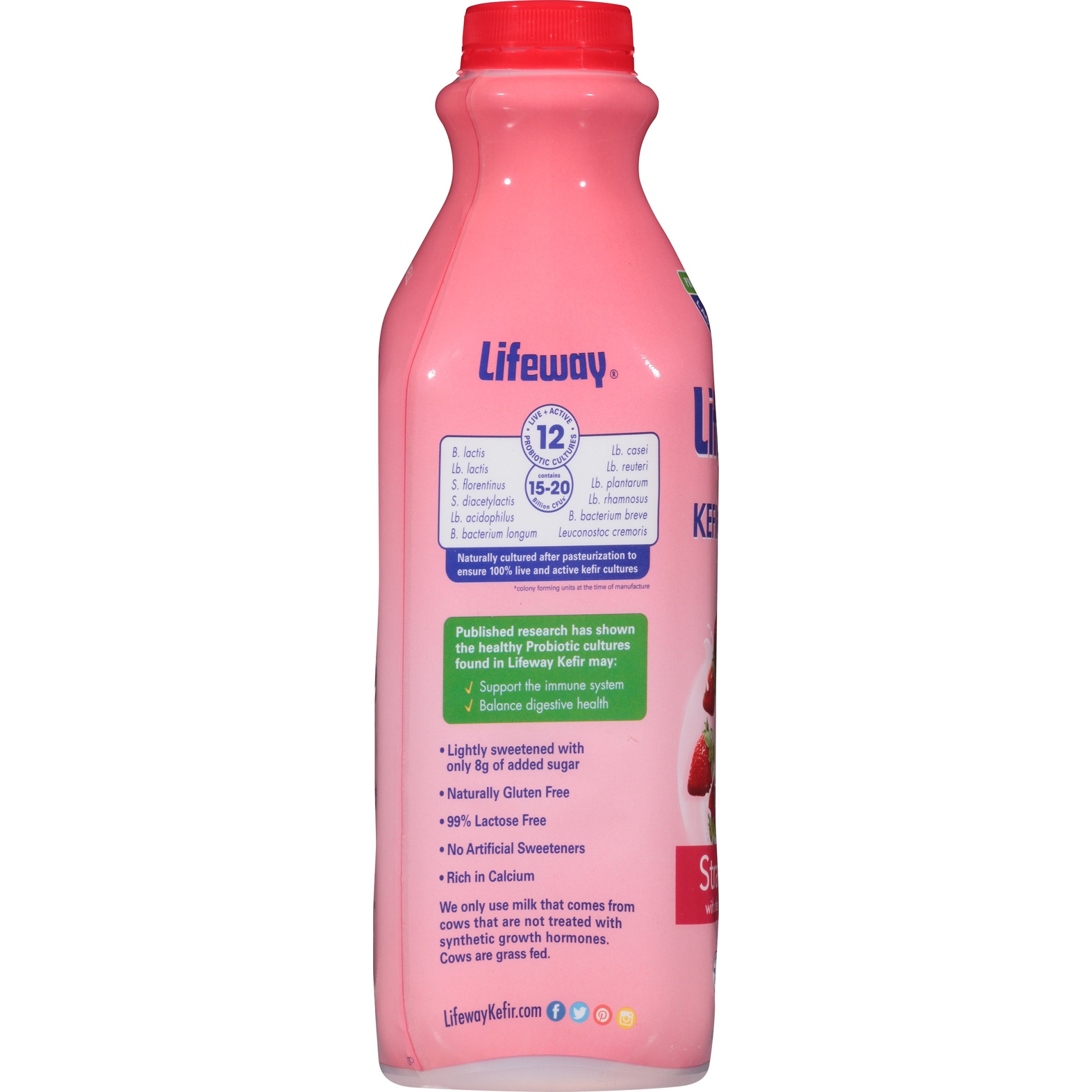 slide 4 of 8, Lifeway Strawberry Kefir Cultured Lowfat Milk Smoothie, 32 fl oz