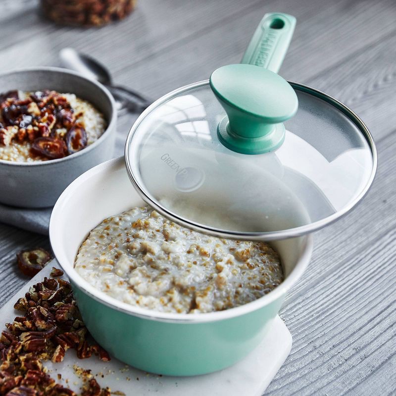 slide 7 of 7, GreenPan Rio 16pc Ceramic Nonstick Cookware Set Turquoise: Pans & Pot Set, Glass Lids, Dishwasher & Oven Safe, Non-Induction, 16 ct