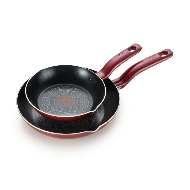 slide 1 of 8, T-fal 2pc Frying Pan Set, Simply Cook Nonstick Cookware Red, 2 ct