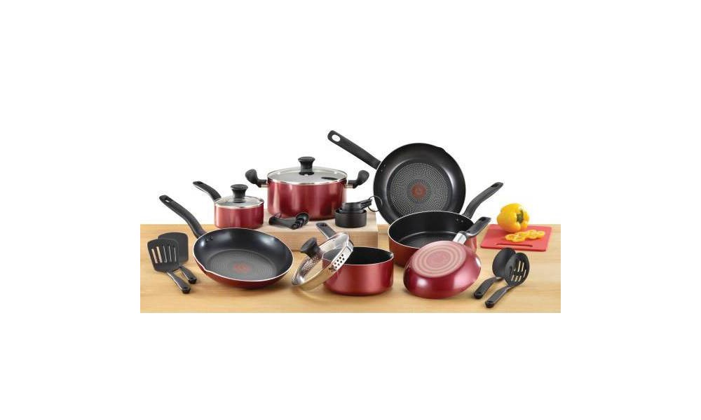 slide 9 of 9, T-fal Simply Cook Prep and Cook Nonstick 17pc Set - Red, 17 ct