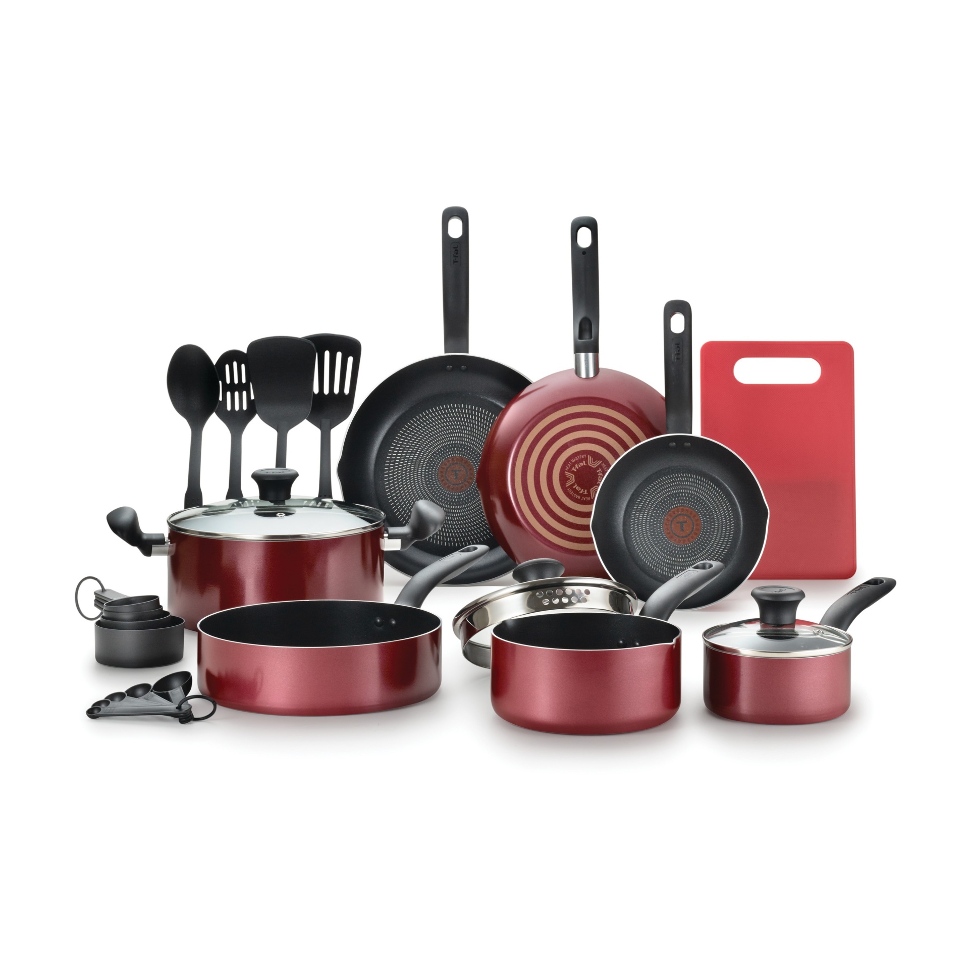 slide 1 of 9, T-fal Simply Cook Prep and Cook Nonstick 17pc Set - Red, 17 ct