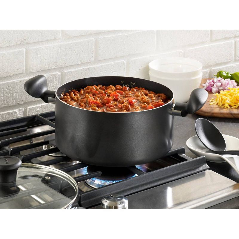slide 2 of 4, T-fal 5qt Dutch Oven with Lid, Simply Cook Nonstick Cookware Black, 5 qt