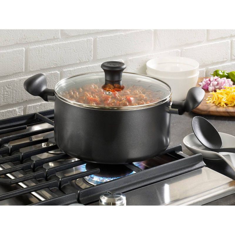 slide 3 of 4, T-fal 5qt Dutch Oven with Lid, Simply Cook Nonstick Cookware Black, 5 qt