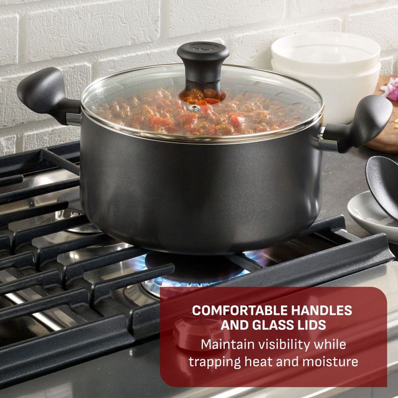 slide 4 of 10, T-fal 5qt Dutch Oven with Lid, Simply Cook Nonstick Cookware Black, 5 qt