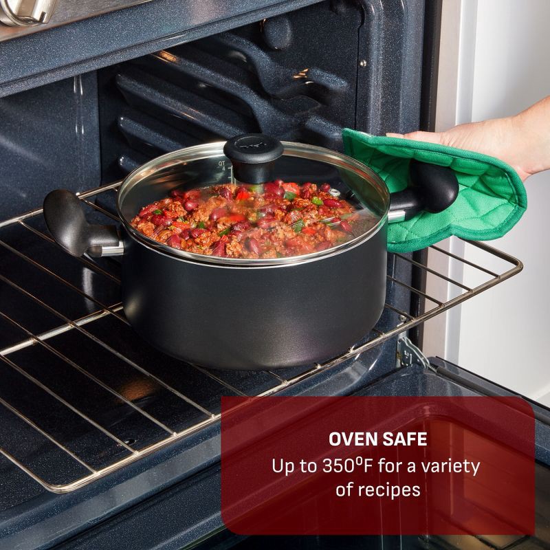 slide 6 of 10, T-fal 5qt Dutch Oven with Lid, Simply Cook Nonstick Cookware Black, 5 qt