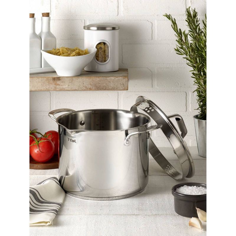 slide 2 of 4, T-fal 6qt Stock Pot with Lid, Simply Cook Stainless Steel Cookware, 6 qt