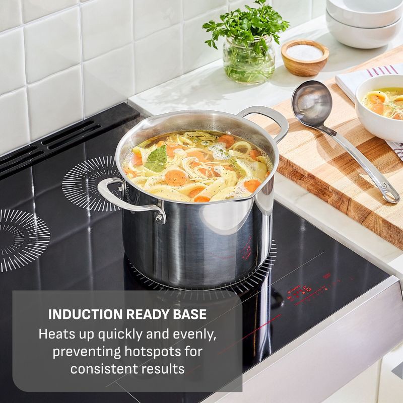 slide 3 of 6, T-fal 6qt Stock Pot with Lid, Simply Cook Stainless Steel Cookware: Soup & Pasta Pot, Tempered Glass Lid, Dishwasher-Safe, 6 qt
