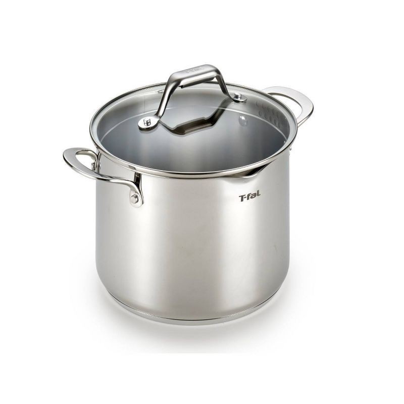slide 4 of 4, T-fal 6qt Stock Pot with Lid, Simply Cook Stainless Steel Cookware, 6 qt