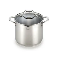 T-fal 6qt Stock Pot with Lid, Simply Cook Stainless Steel Cookware: Soup & Pasta Pot, Tempered Glass Lid, Dishwasher-Safe