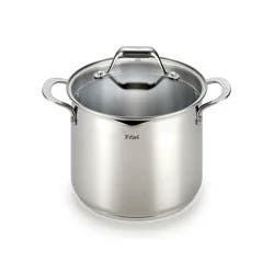 T-fal 6qt Stock Pot with Lid, Simply Cook Stainless Steel Cookware: Soup & Pasta Pot, Tempered Glass Lid, Dishwasher-Safe