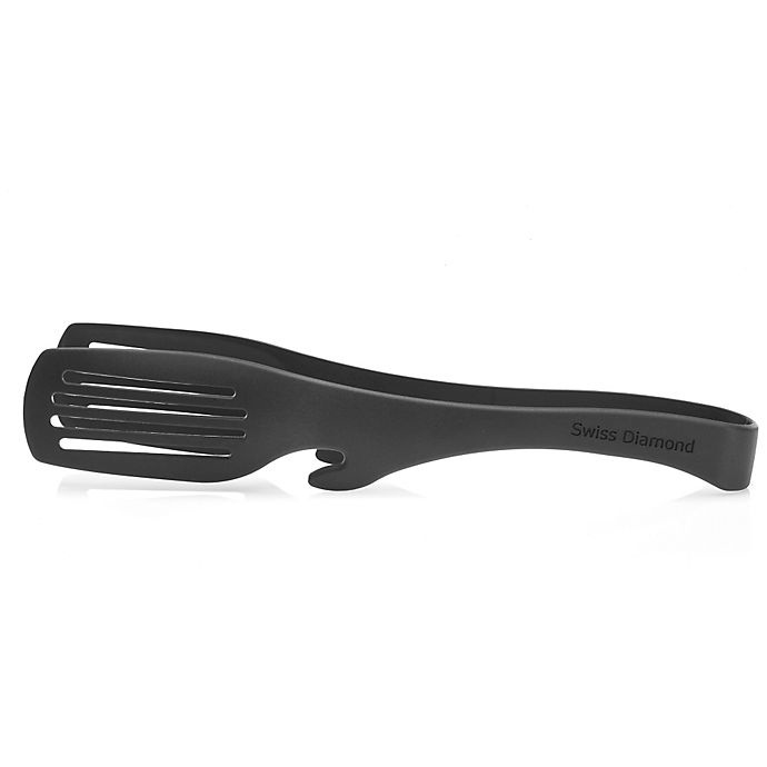 slide 2 of 3, Swiss Diamond Silicone Tongs - Black, 1 ct