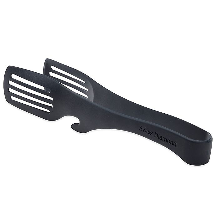 slide 1 of 3, Swiss Diamond Silicone Tongs - Black, 1 ct