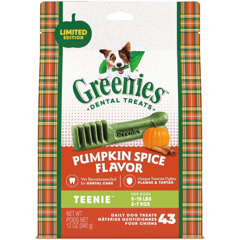 slide 1 of 8, Halloween Greenies Pumpkin Spice Dental Chewy Dog Treats - 43ct/12oz, 43 ct; 12 oz