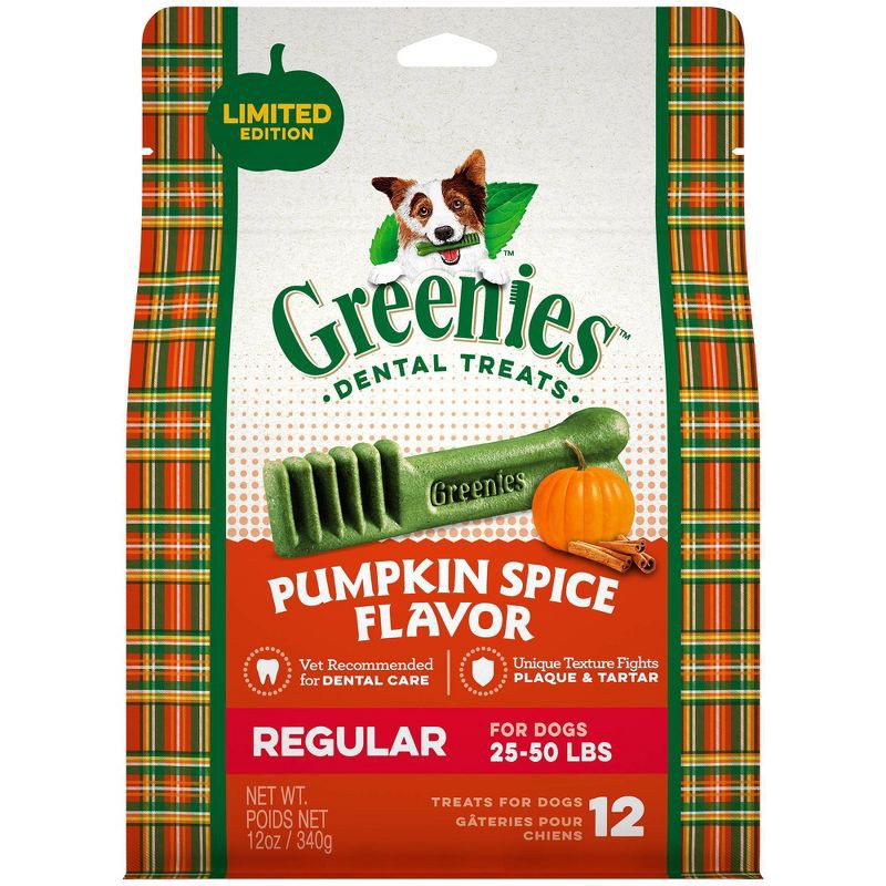 slide 1 of 8, Halloween Greenies Pumpkin Spice Flavor Regular Dental Dog Treats - 12ct/12oz, 12 ct; 12 oz