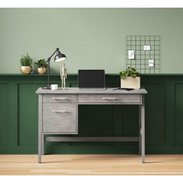 slide 4 of 6, Whalen Marilla 48"W Pedestal Desk, Driftwood Gray, 1 ct