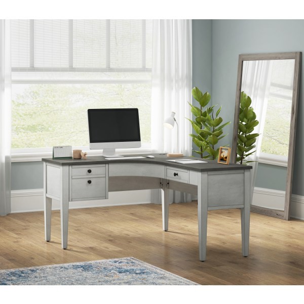 slide 5 of 6, Whalen Lagron 60"W L-Desk, Arctic White/Shadow Gray, 1 ct