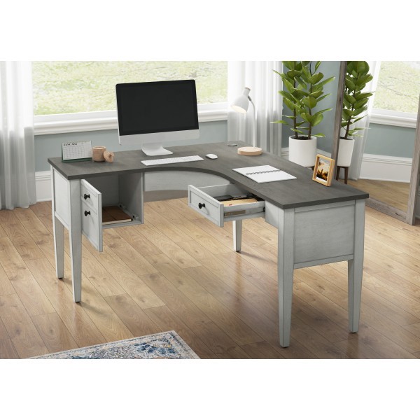 slide 3 of 6, Whalen Lagron 60"W L-Desk, Arctic White/Shadow Gray, 1 ct