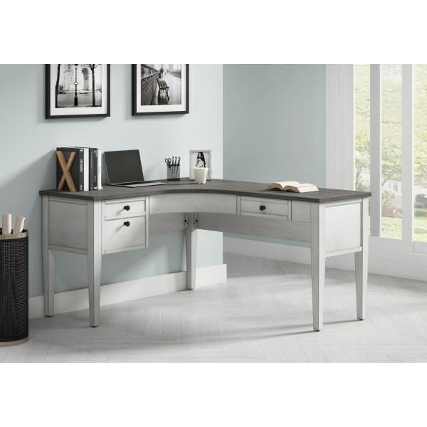 slide 6 of 6, Whalen Lagron 60"W L-Desk, Arctic White/Shadow Gray, 1 ct