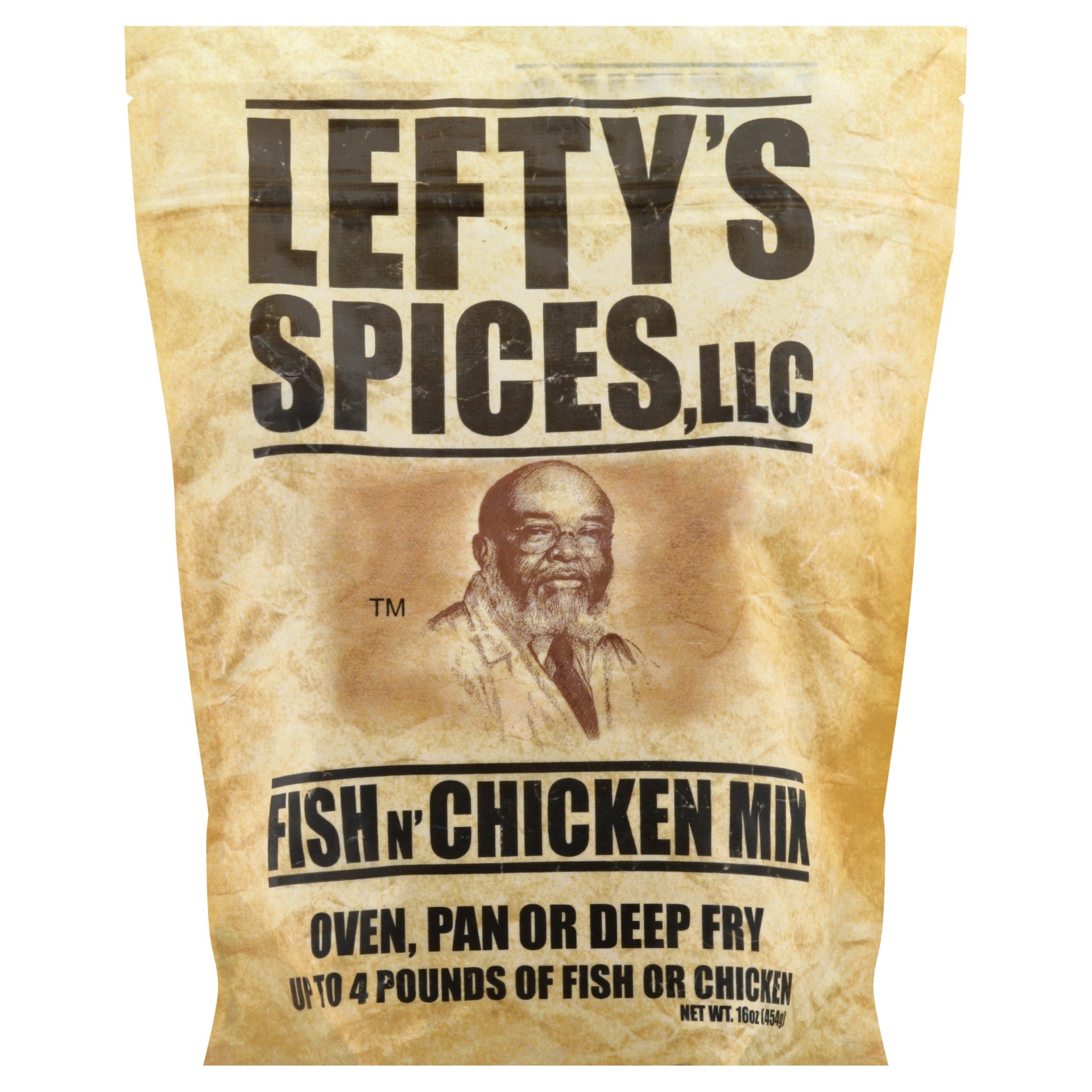 slide 1 of 9, Lefty's Spices Fish N Chicken Mix, 16 oz