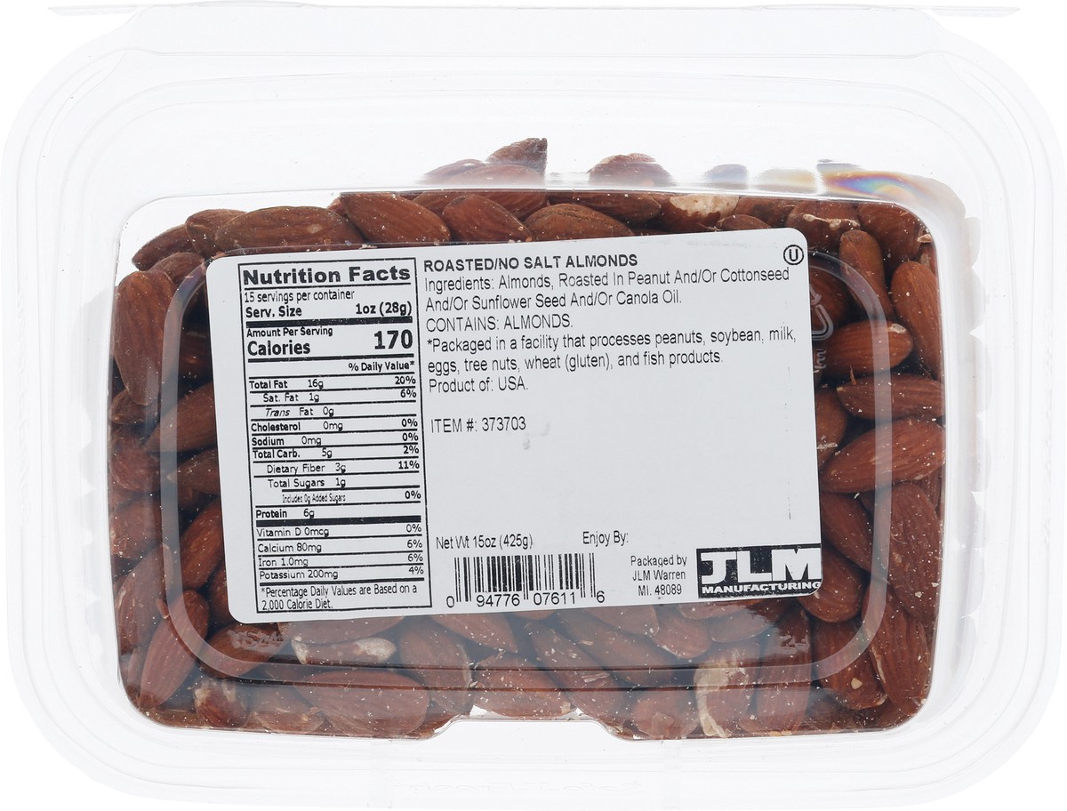 slide 7 of 9, JLM Tub Roasted/No Salt Almonds 15 oz, 15 oz