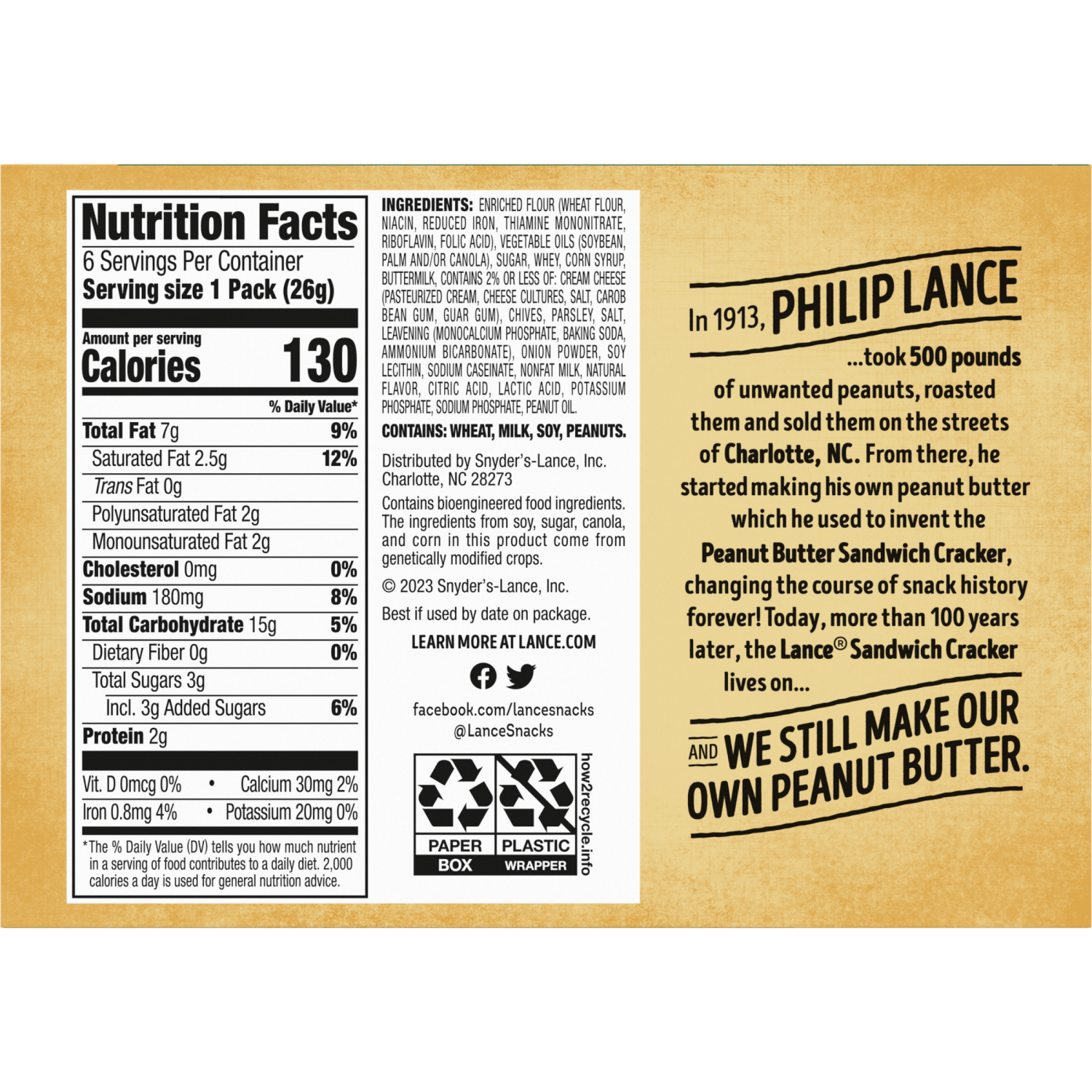 slide 2 of 6, Lance Captain's Wafers Cream Cheese and Chives Sandwich Crackers, 5.500 oz