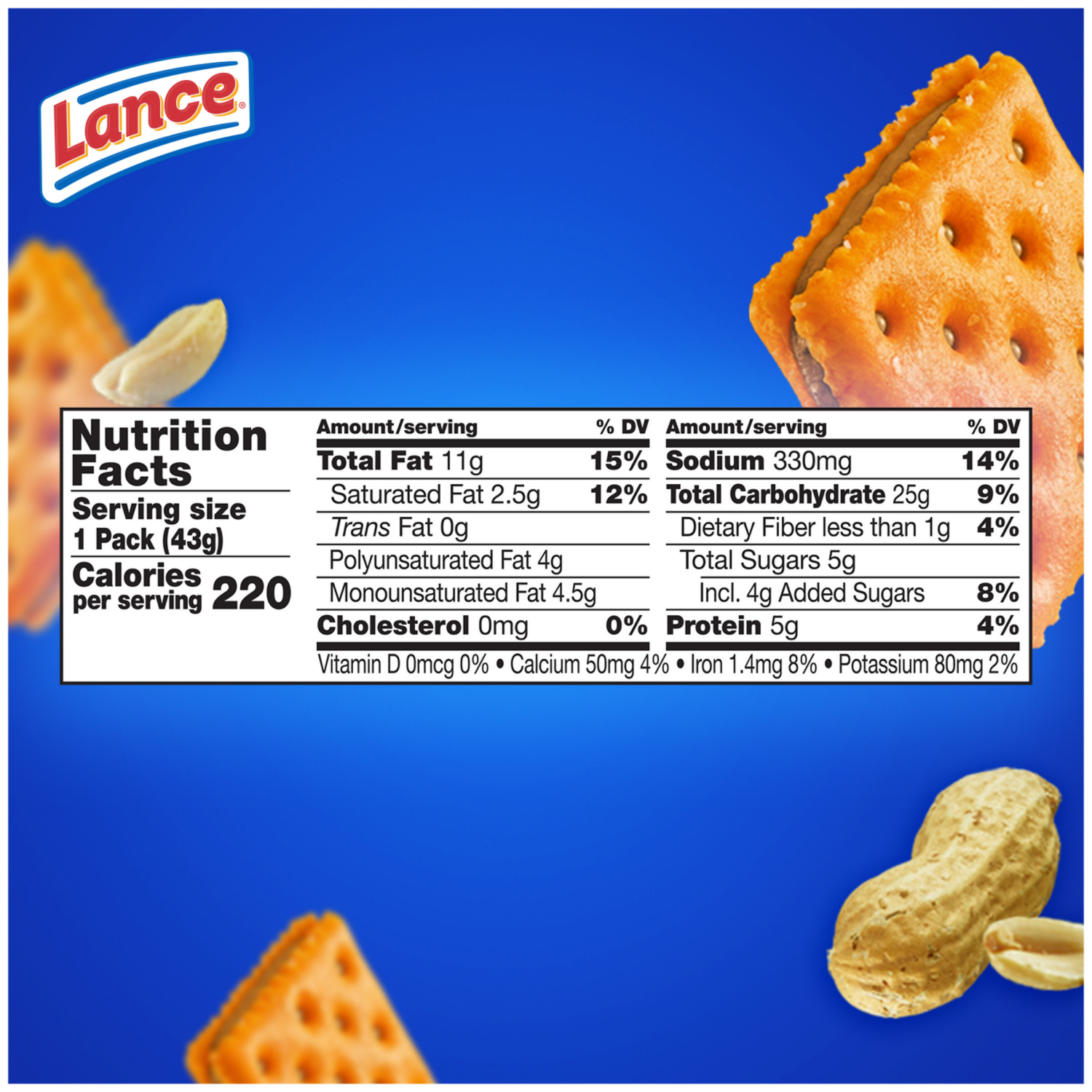 slide 2 of 8, Lance ToastChee Peanut Butter Sandwich Crackers, 1.520 oz