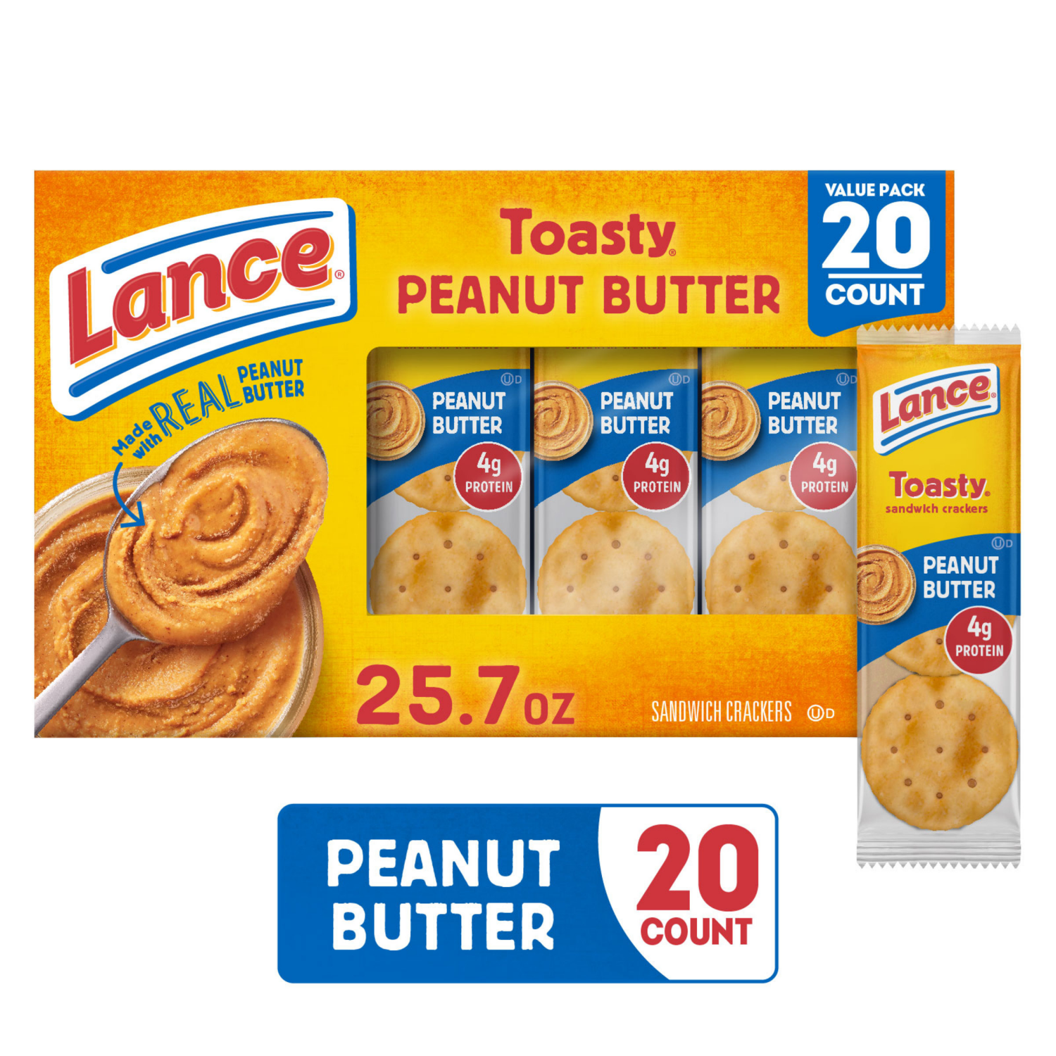 slide 1 of 5, Lance Toasty Peanut Butter Sandwich Crackers, 25.700 oz