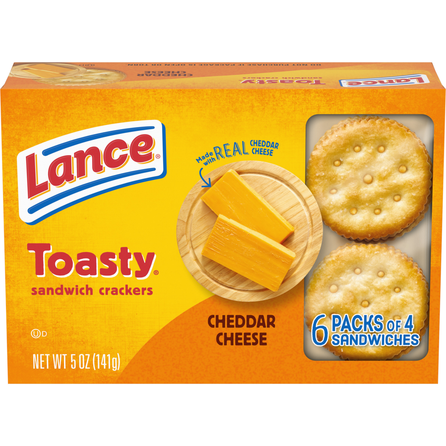 slide 1 of 5, Lance Toasty Cheddar Sandwich Crackers, 5.000 oz