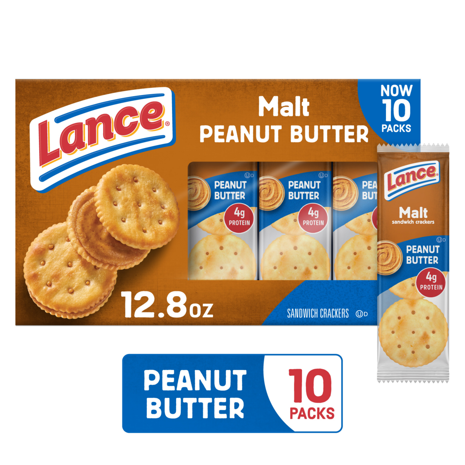 slide 1 of 2, Lance Malt with Peanut Butter Sandwich Crackers, 12.800 oz
