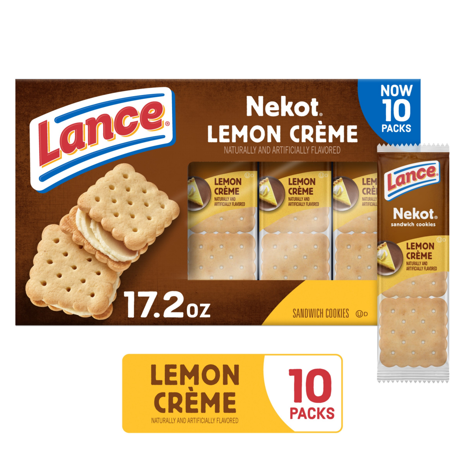 slide 1 of 7, Lance Nekot Lemon Creme Sandwich Cookies, 17.200 oz
