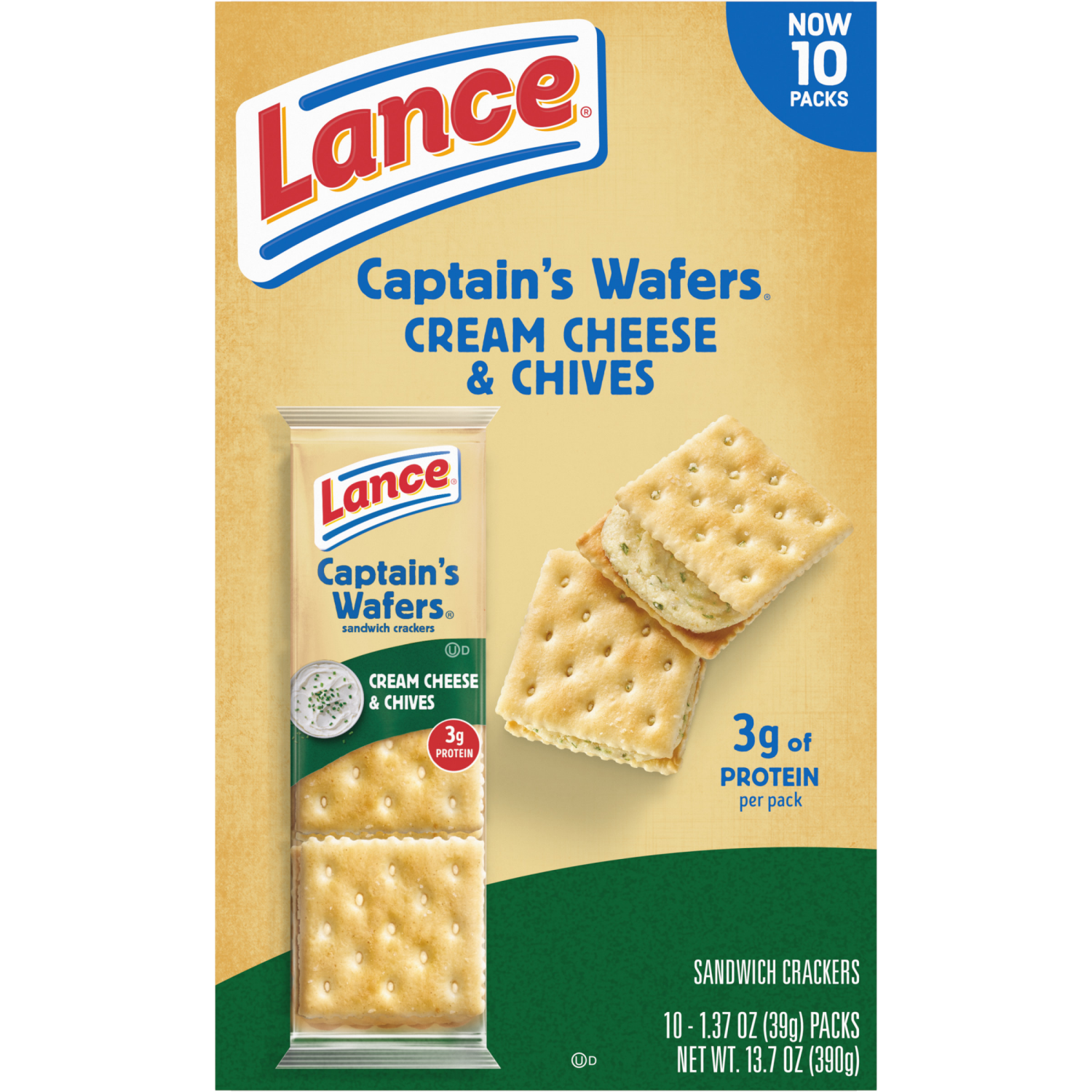 slide 2 of 5, Lance Captain's Wafers Cream Cheese and Chives Sandwich Crackers, 13.700 oz