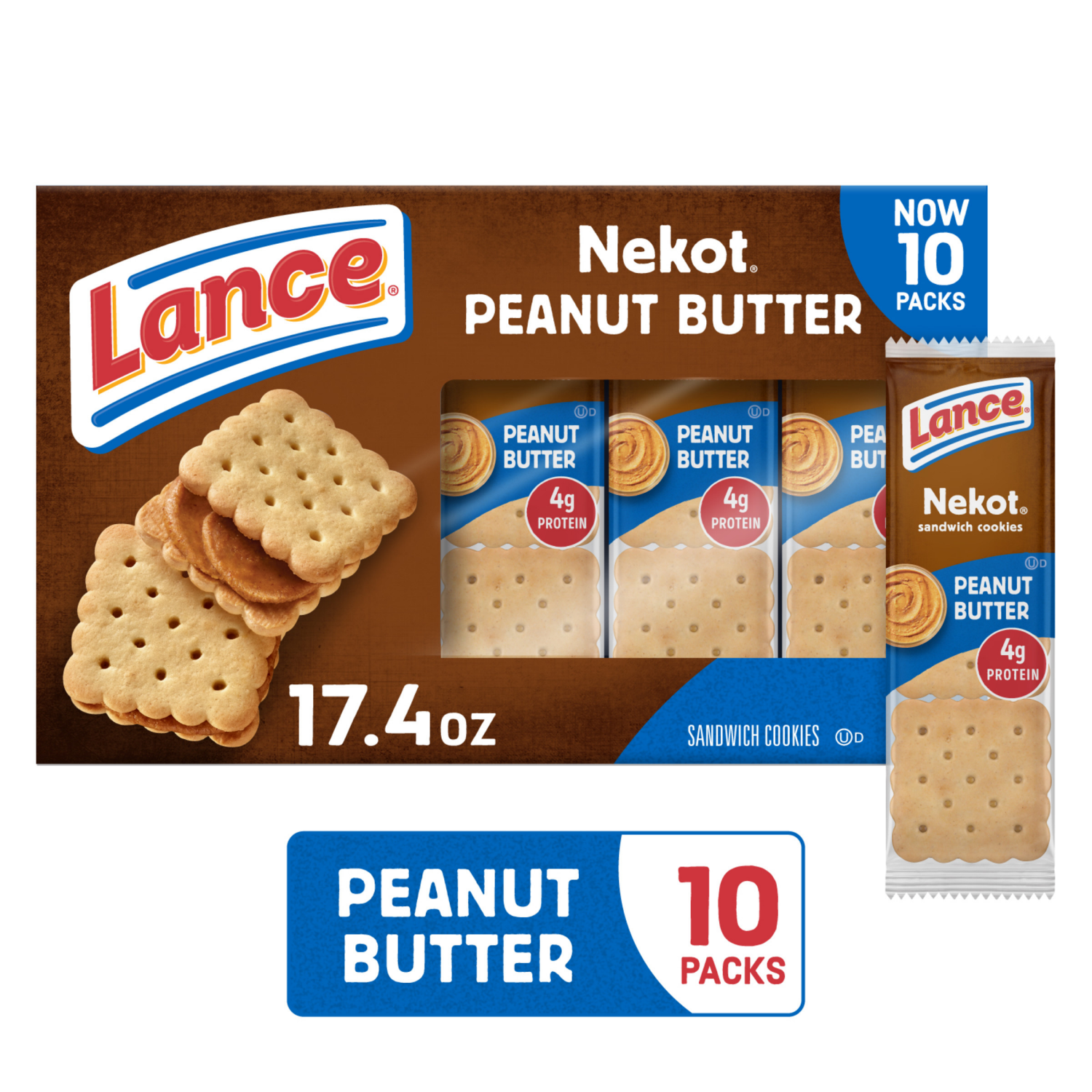 slide 1 of 5, Lance Nekot Peanut Butter Sandwich Cookies, 17.400 oz