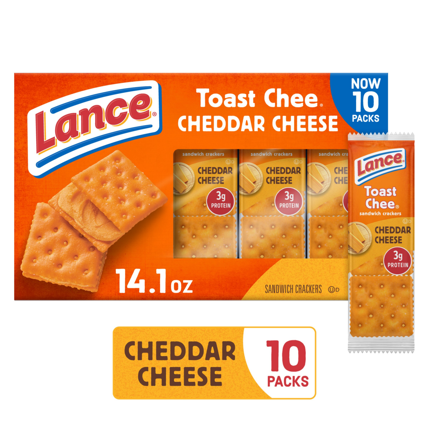slide 1 of 7, Lance ToastChee Cheddar Sandwich Crackers, 14.100 oz