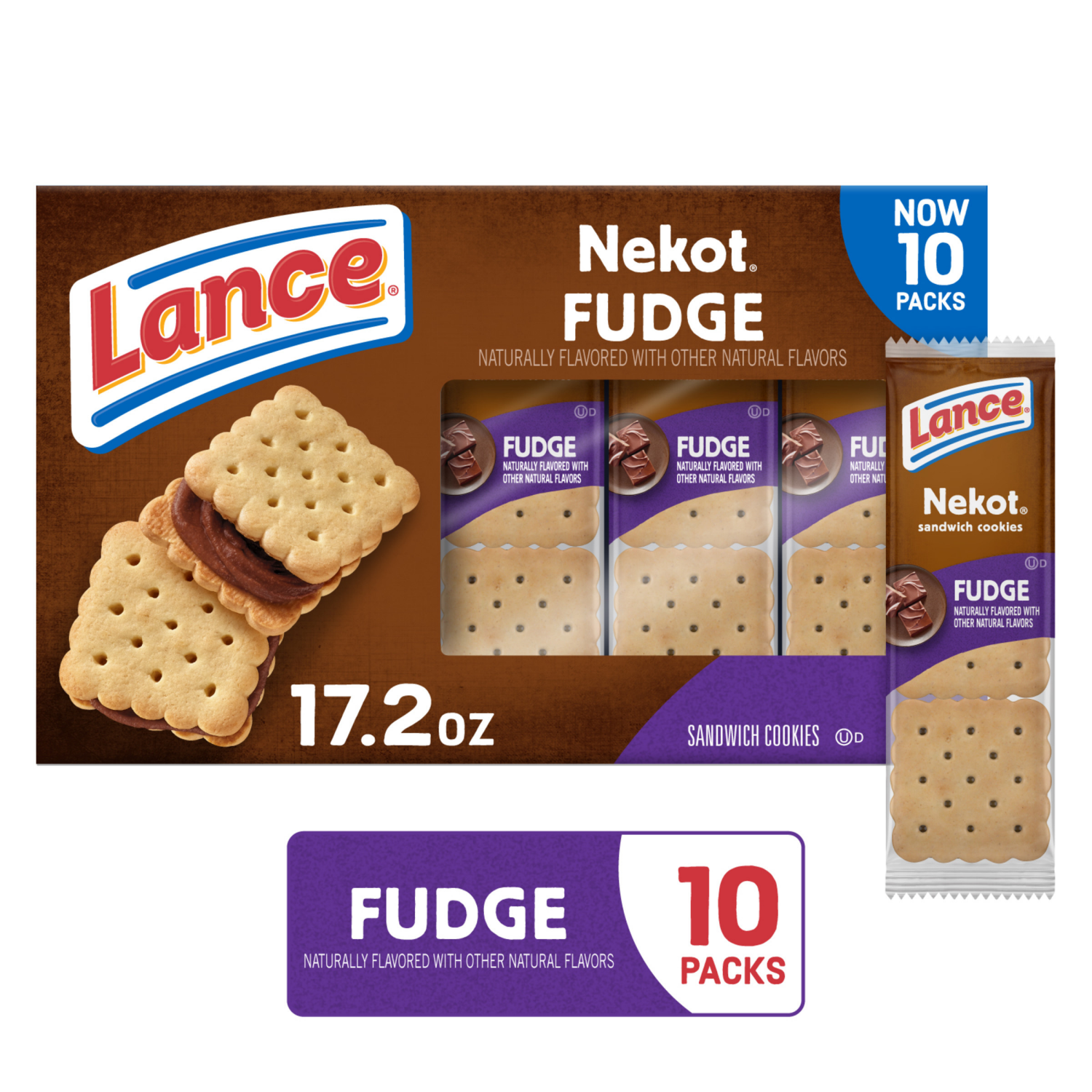 slide 1 of 5, Lance Nekot Fudge Flavored Sandwich Cookies, 17.200 oz