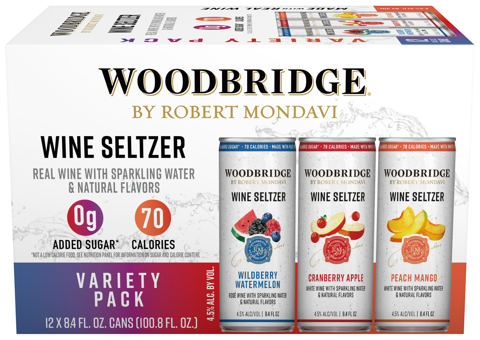 slide 1 of 10, Woodbridge by Robert Mondavi Wine Seltzer Variety Pack Wine Hard Seltzer, 12 pk 8.4 fl oz Cans, 101.40 fl oz