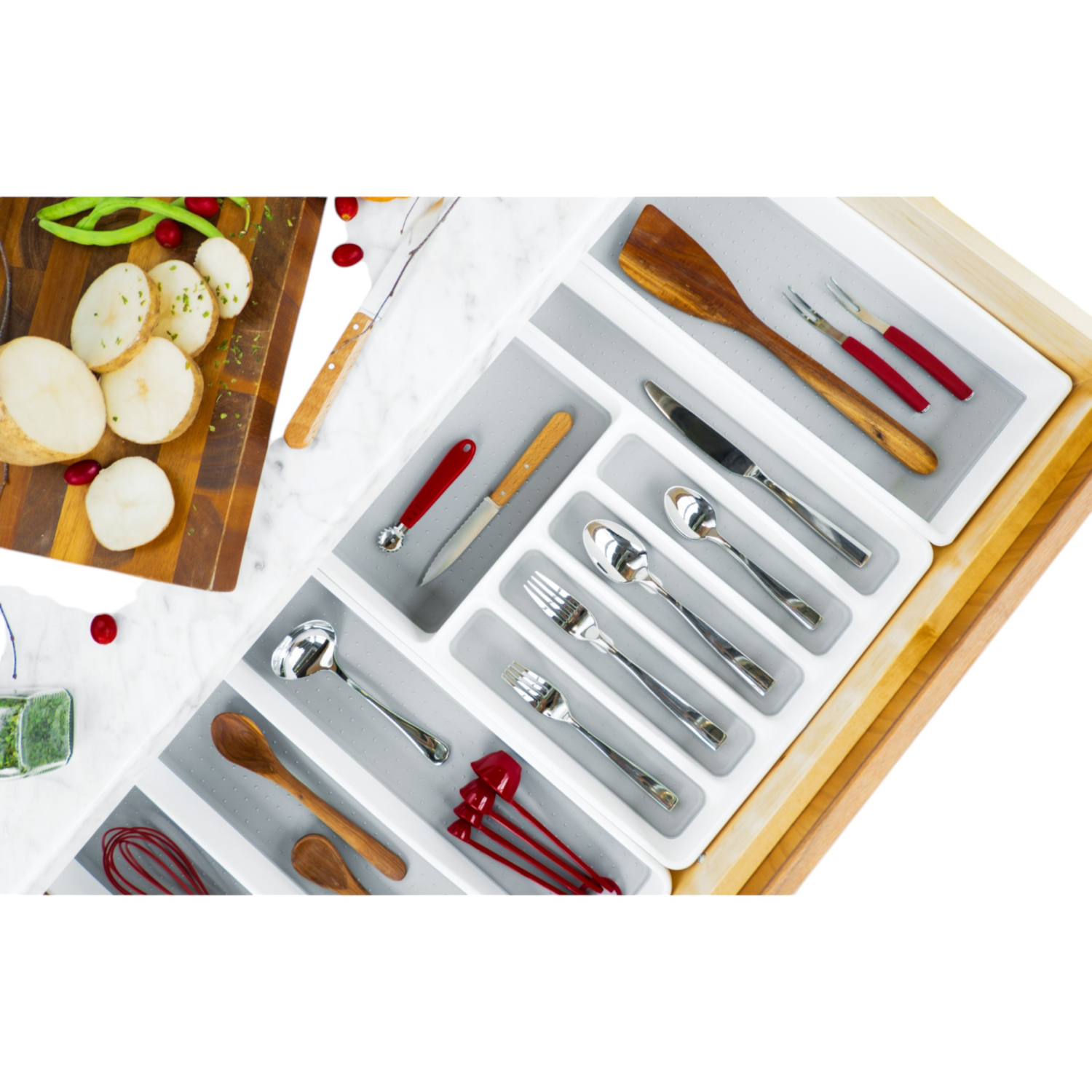 slide 4 of 4, madesmart Classic Large Silverware Tray, White, 1 ct